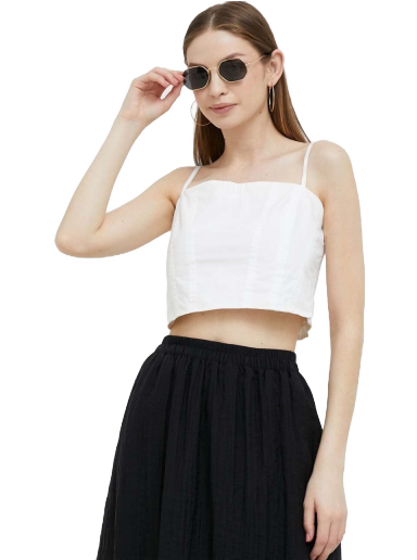 Krop-top DKNY Poplin Crop Top Bela | E3DM0S08