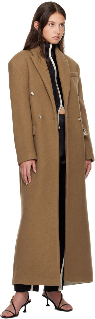 Plašči Nanushka Nanushka Ferris Double-Breasted Long Coat Rjava | NW24FWOW40076, 3