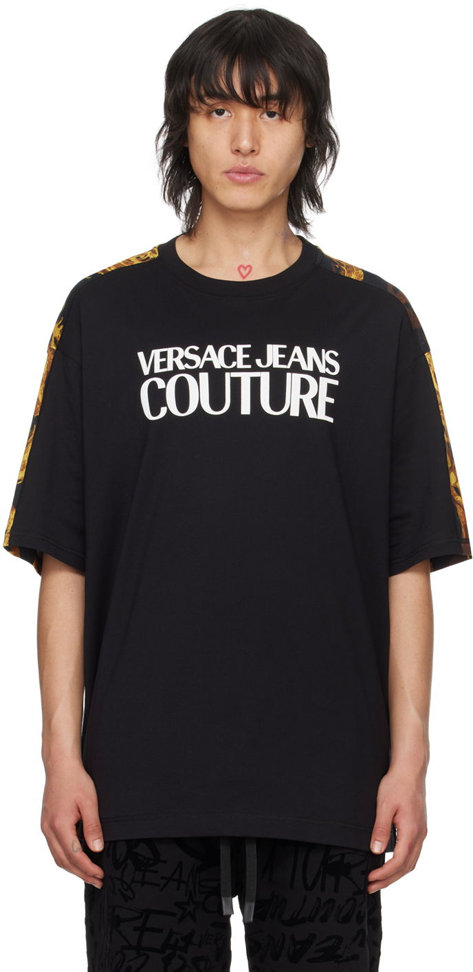 Majica Versace Jeans Couture Watercolour Couture T-Shirt Črna | E76GAH613_EJS287