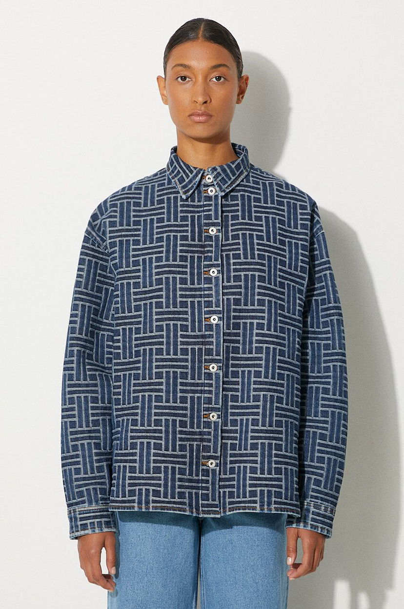 Srajce KENZO Dropped Shoulders Shirt Relaxed Modra | FE62DC2476J3.DS