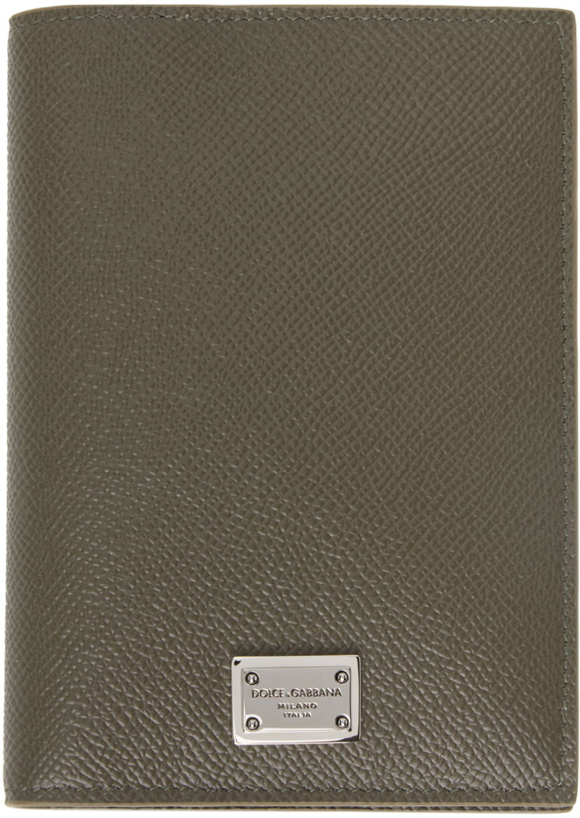 Denarnica Dolce & Gabbana Taupe Logo Plaque Passport Holder Zelena | BP2215AG219