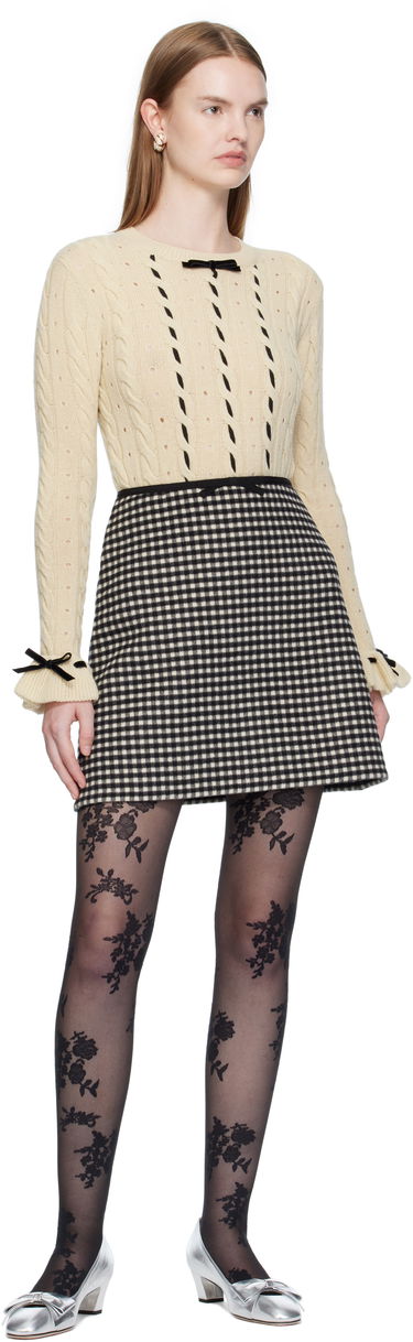 Pleteni pulover Valentino Valentino Virgin Wool Sweater with Bows Bež | 7B3KC66Z9K9, 4
