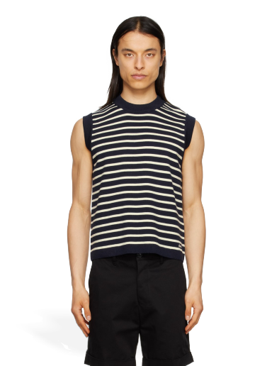 Pleteni pulover AMI Sailor Vest Mornarica | HKS702.KN0003