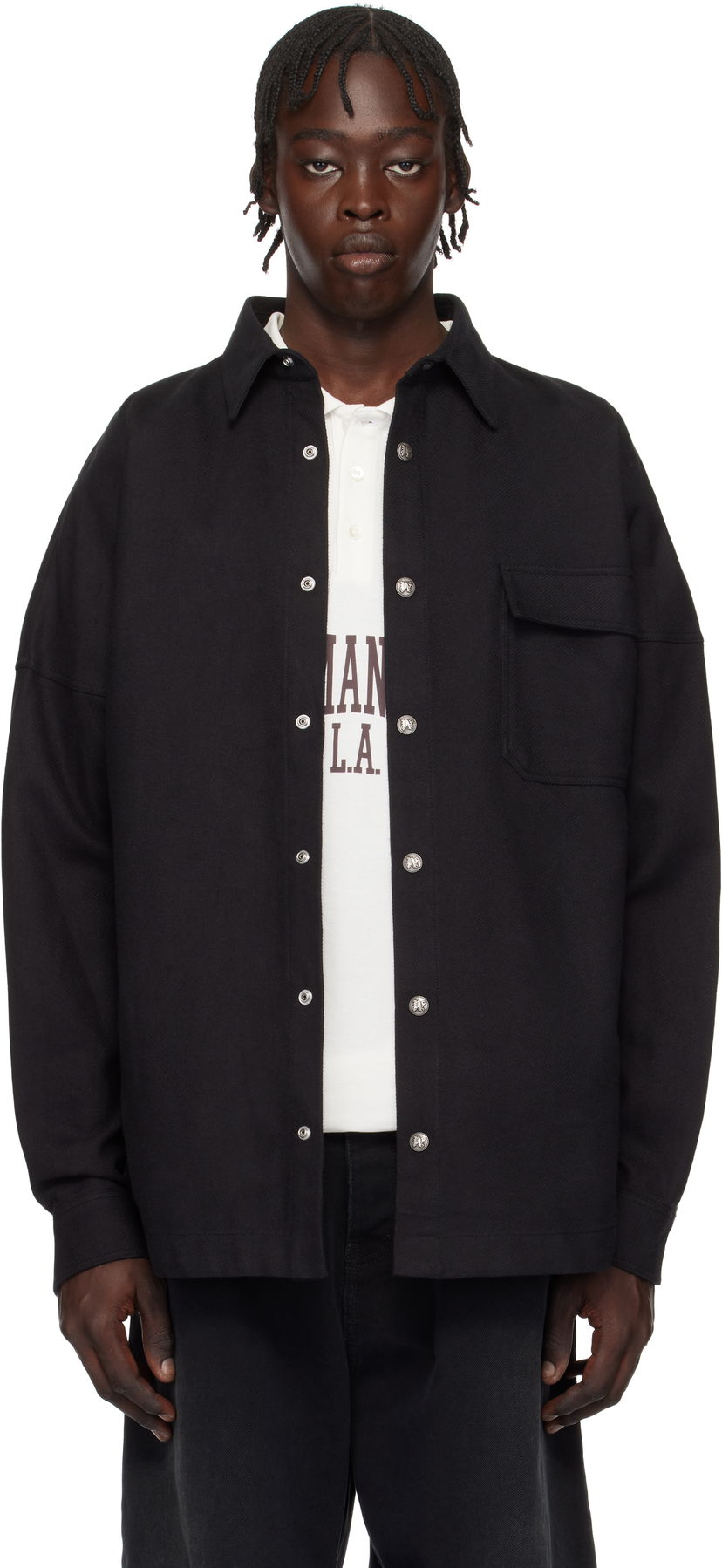 Srajce Palm Angels Classic Logo Overshirt Črna | PMES044S25FAB0011003