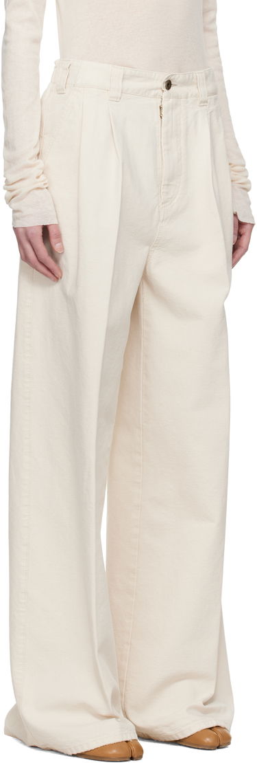 Hlače Maison Margiela Maison Margiela Pleated Wide-Leg Jeans Bela | S51KA0605 M35261, 1