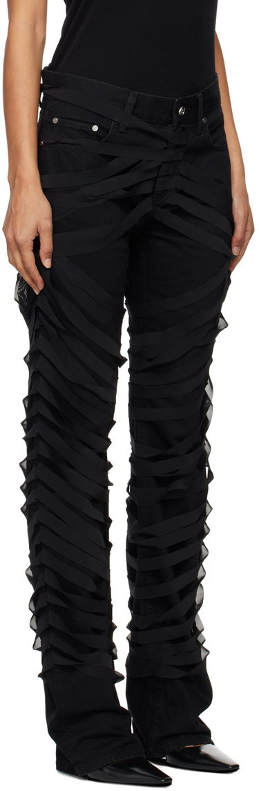 Kavbojke Helmut Lang Ribbons Decorated Worker Pants Črna | O06DW201, 1