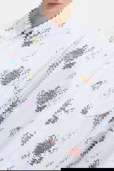 Srajce Sky High Farm Sky High Farm SHF Overprint Relaxed Button-Down Shirt Modra | SHF07B012, 3