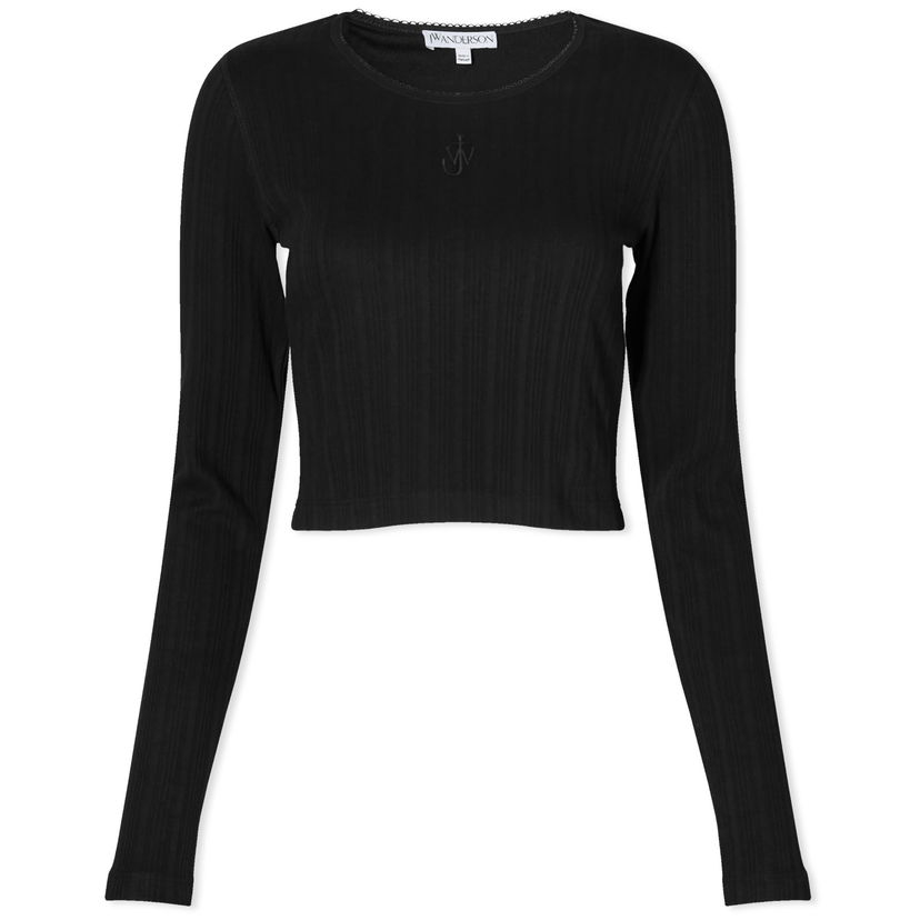 Majica JW Anderson Cropped Anchor Embroidered Top Črna | JO0211-PG1501-999