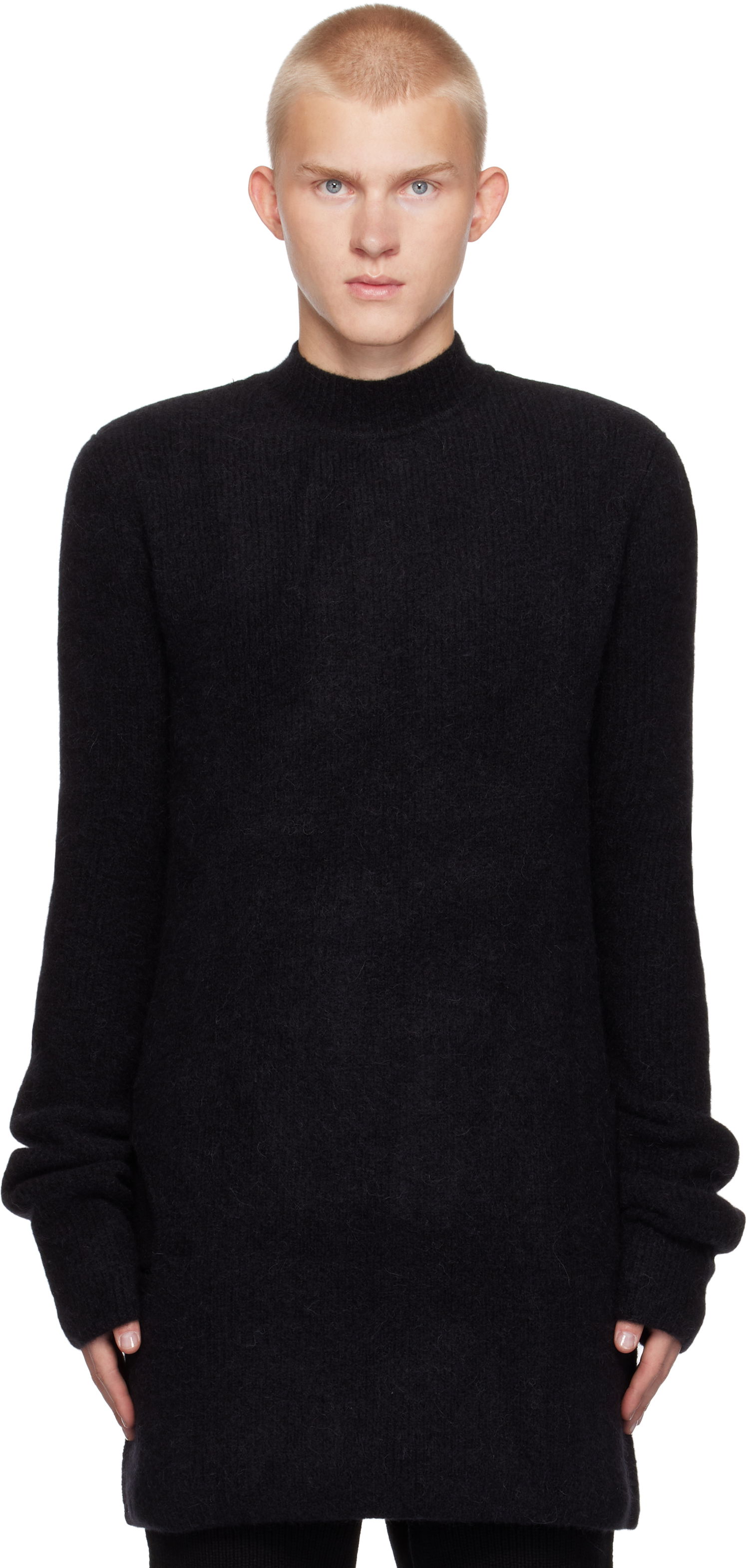 Pleteni pulover Rick Owens Alpaca Knit Sweater Črna | RR02D6695 KWP, 0
