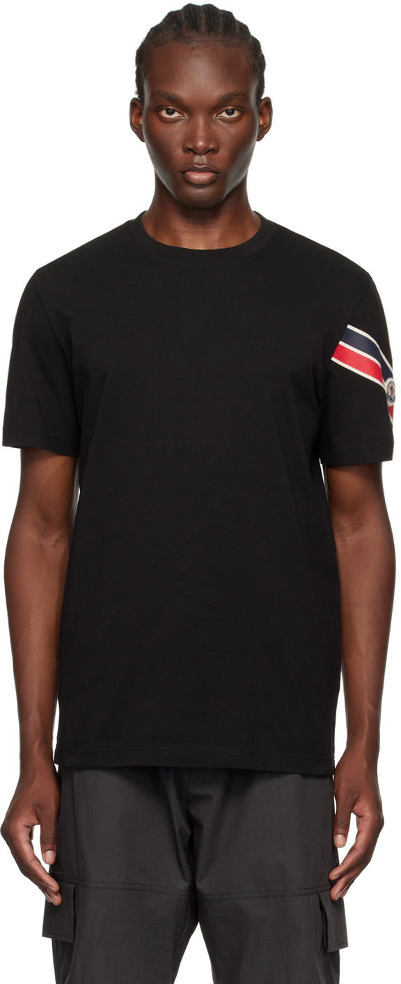 Majica Moncler Black Tricolor T-Shirt Črna | J20918C0002989AKK