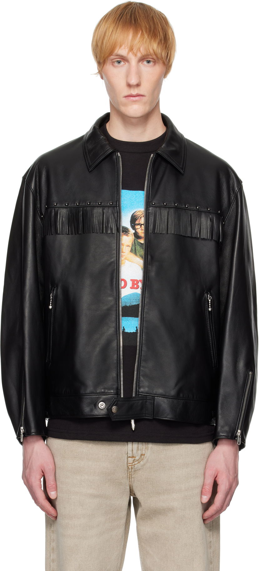 Jakna WACKO MARIA WACKO MARIA WOLF'S HEAD Edition Leather Fringe Jacket Črna | WOLFSHEAD-WM-BL16