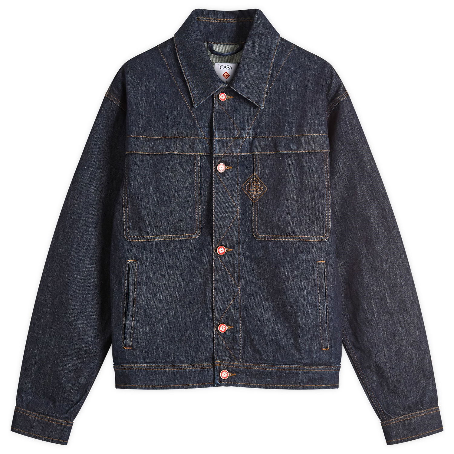 Jakna Casablanca Casablanca Embroidered Monogram Denim Jacket, Size Large Modra | MPF25-JK-401-01, 1
