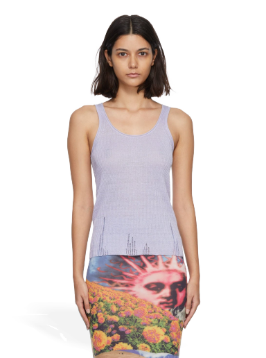 Majica brez rokavov Acne Studios Linen Rib Knit Tank Top Lila | A60331-