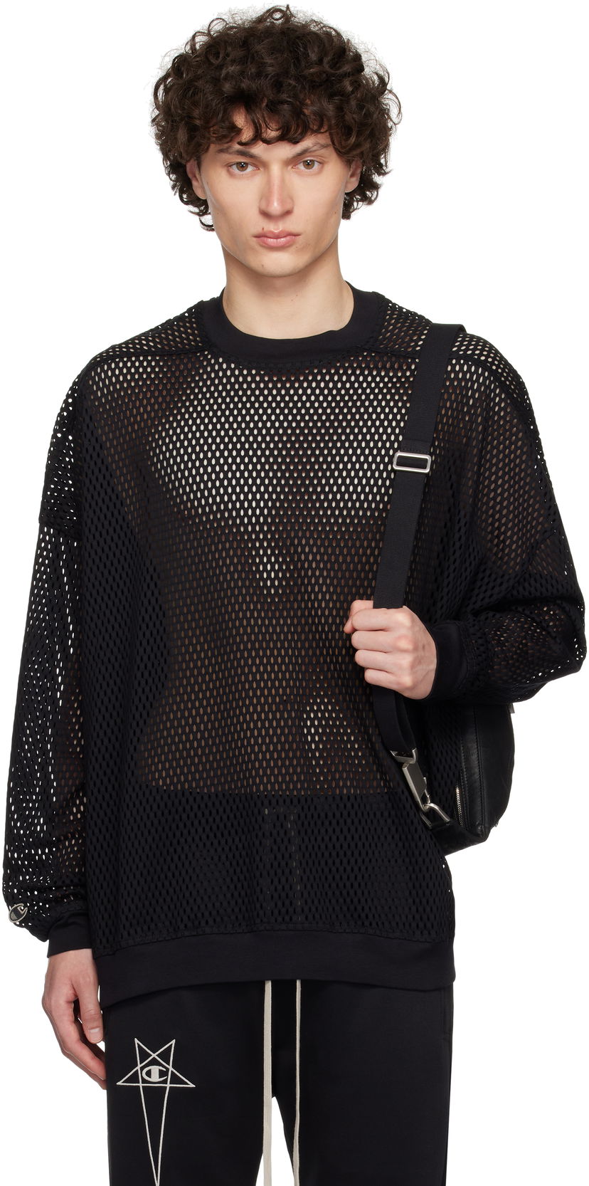 Pulover Rick Owens Rick Owens Champion Edition Jumbo Mesh Sweatshirt Črna | CM01E1670 CHONET MESH