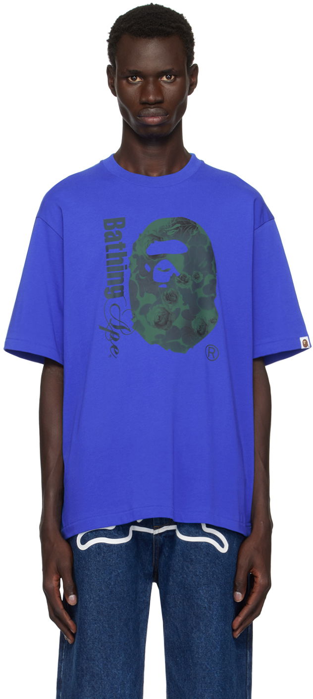 Majica BAPE Floral Camo Relaxed Fit T-shirt Modra | 001TEK801315M