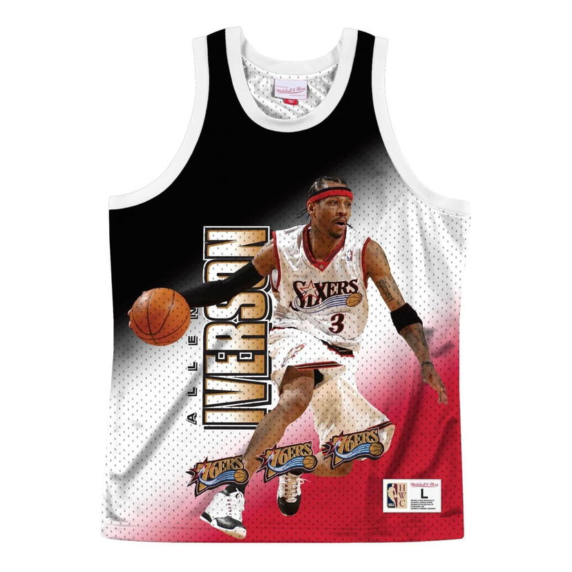 Dres Mitchell & Ness NBA Philadelphia 76ers 'Allen Iverson 3' Jersey Bela | MSTKMI19002-P76WHITAIV