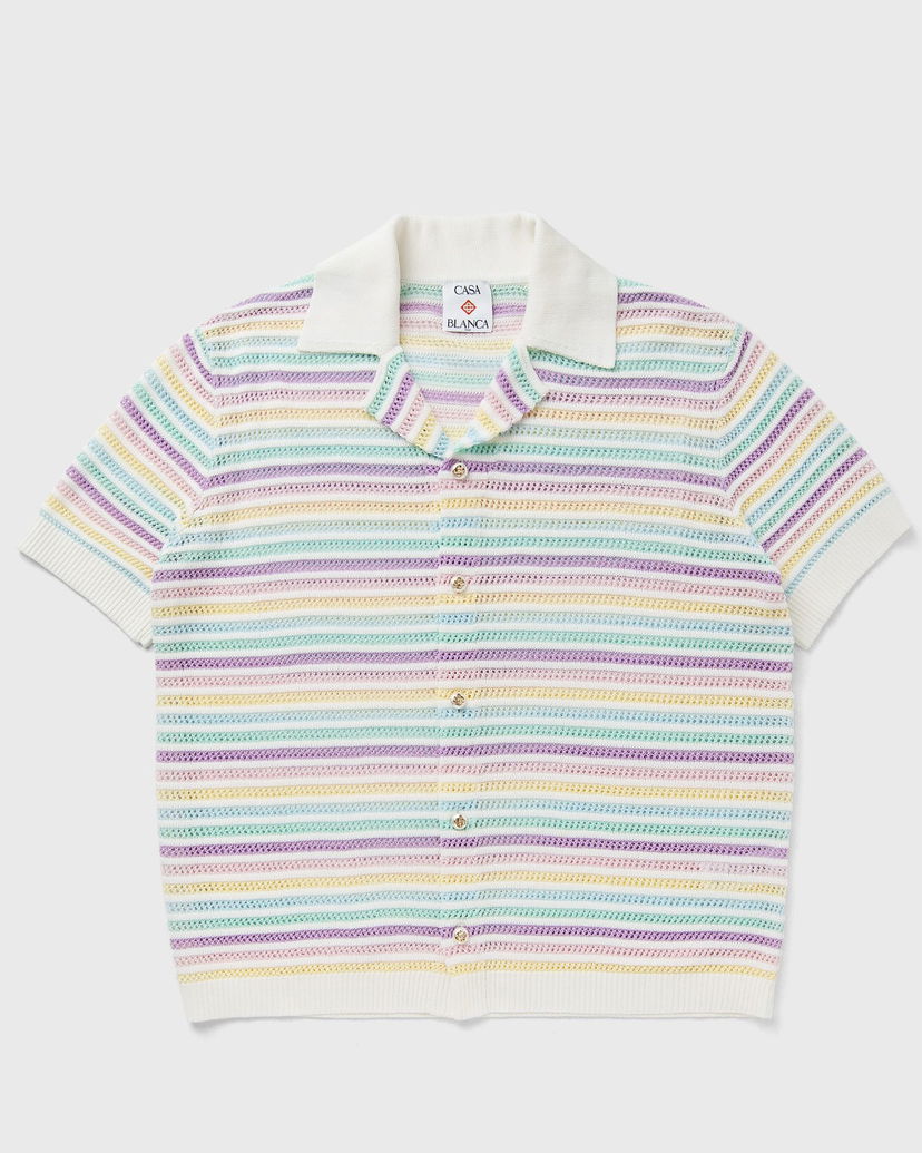 Polo majica Casablanca Crochet Knit Striped Polo Shirt Večbarvna | M-AW25-KW-1097-01
