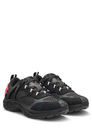 Oblačila BOSS Signature Mesh and Suede Trainers Črna | 50536259
