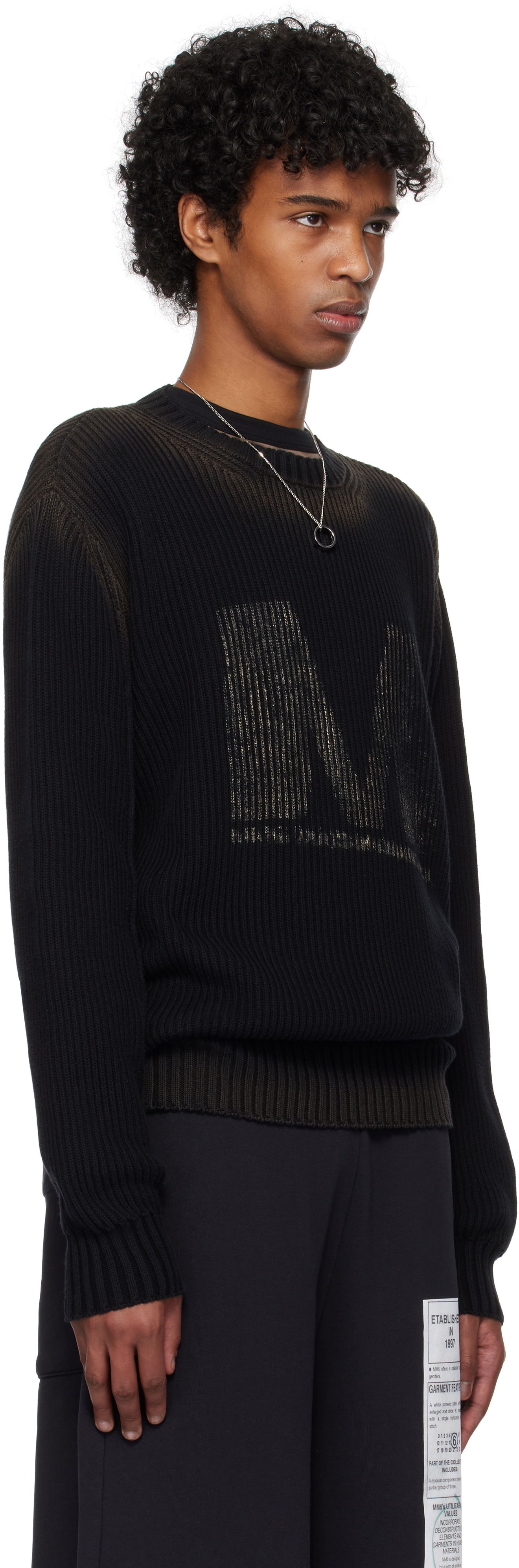 Pleteni pulover Maison Margiela MM6 Maison Margiela Crewneck Sweater Črna | SH0HL0024 M13079, 1