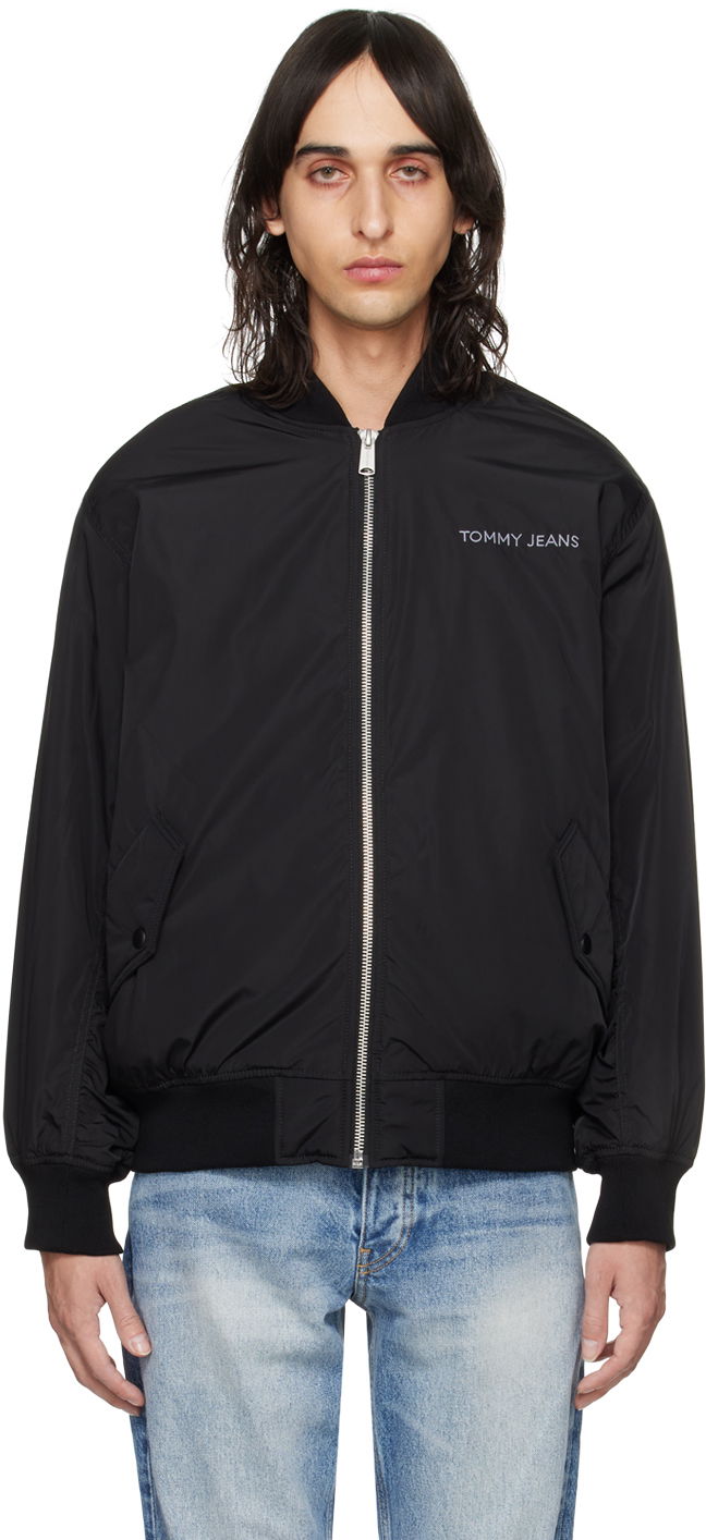 Jakna Tommy Hilfiger Tommy Jeans Black Embroidered Bomber Jacket Črna | DM17879 BDS