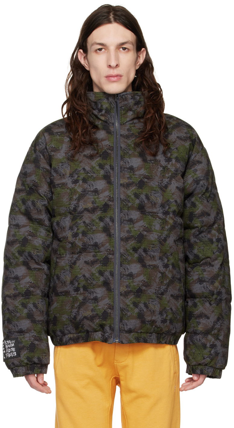 Bomber jakna Ksubi Camouflage Print Reversible Jacket Zelena | MPS23JK016