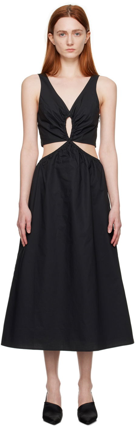 Obleke Anine Bing Cutout Detail Midi Dress Črna | A-02-1391-000