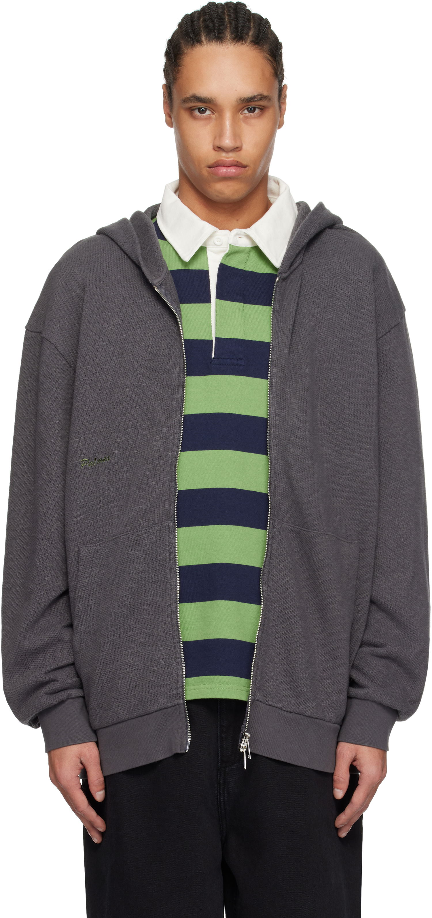 Pulover Palmes Palmes Waffle Zip Hoodie Siva | P20-0033-888, 0