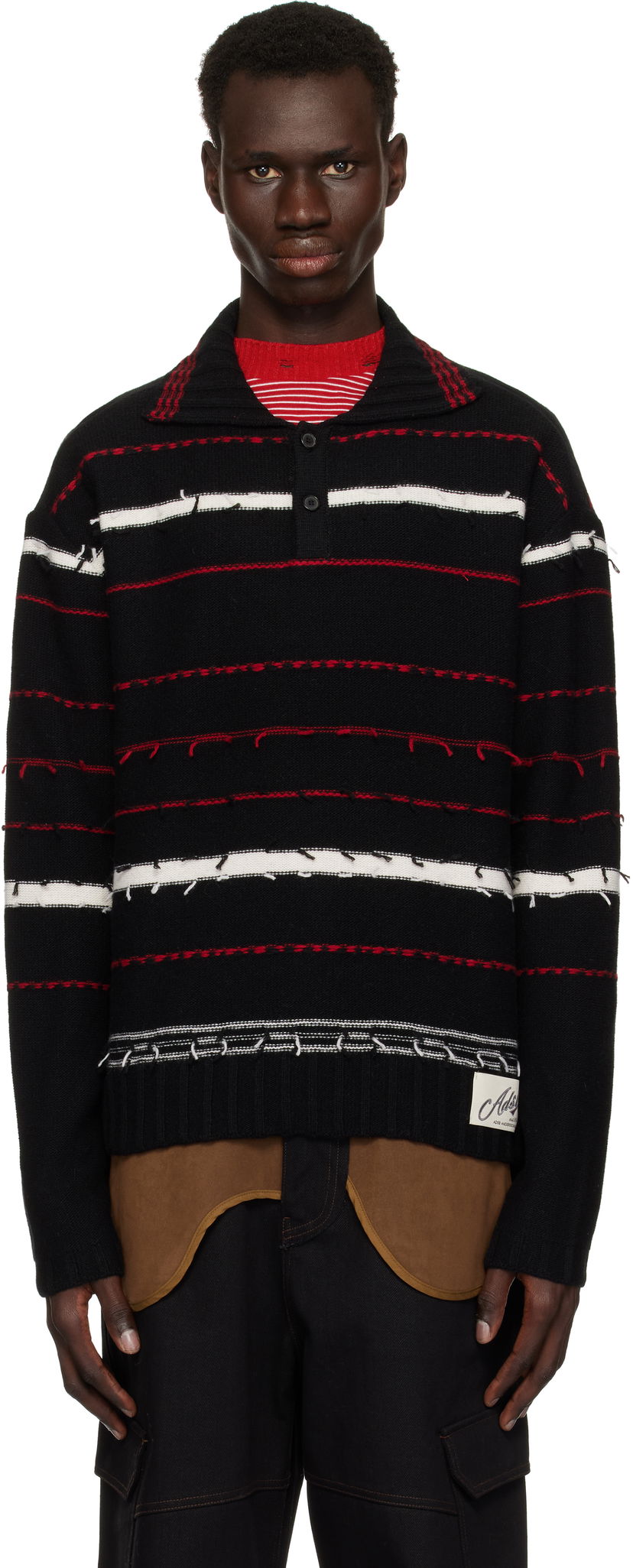 Pleteni pulover Andersson Bell Andersson Bell Striped Polo Sweater Črna | atb1245m