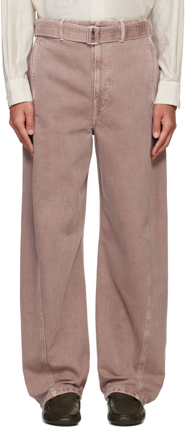 Cargo hlače LEMAIRE Lemaire Belted Wide-Leg Trousers Roza | PA326 LD1017
