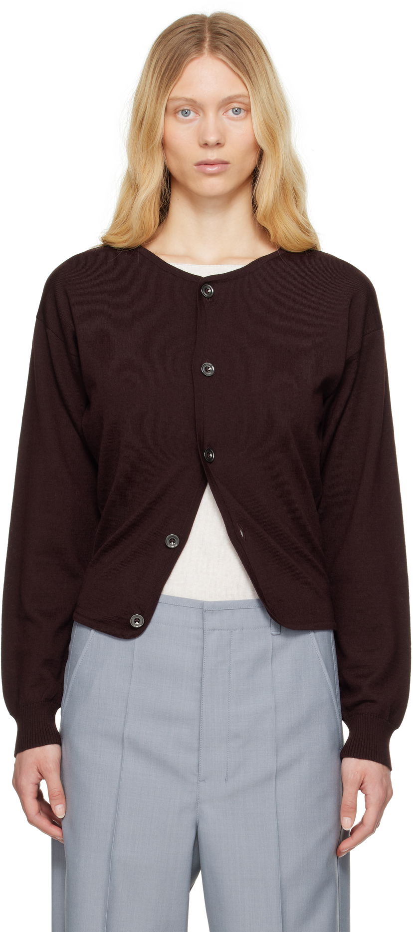 Pleteni pulover LEMAIRE Lemaire Fitted Cardigan Rjava | TO1322 LK087