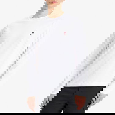 Majica AMI AMI Small A Heart Long Sleeve T-Shirt, Size Large Bela | BFUTS235-724-100, 2