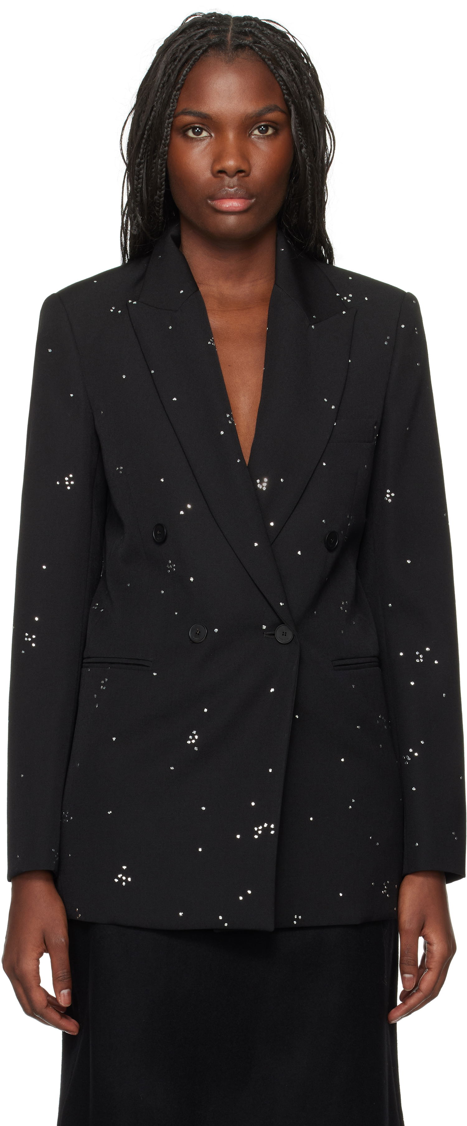 Jakna LANVIN Embroidered Double-Breasted Blazer Črna | RW-JA9003-5576-P24, 0