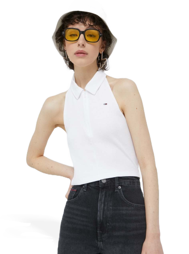 Majica brez rokavov Tommy Hilfiger Jeans Top Bela | DW0DW15329.PPYX