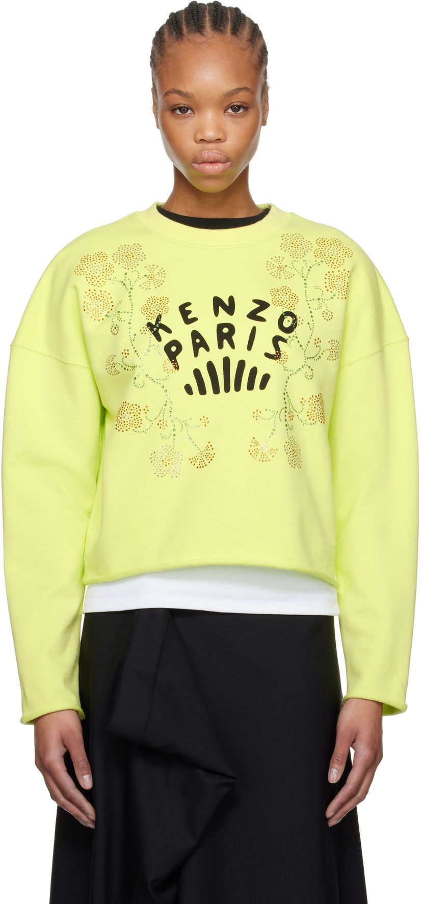 Pleteni pulover KENZO Kenzo 'Jungle Flower' Cropped Sweatshirt Rumena | FF52SW1774MF