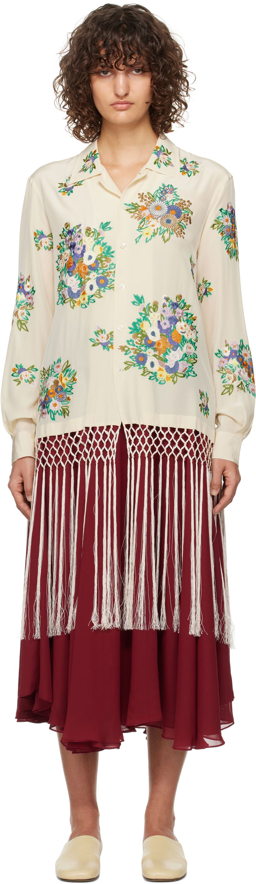Srajce Bode Flower Language Embroidered Shirt Bela | MRF24SH034