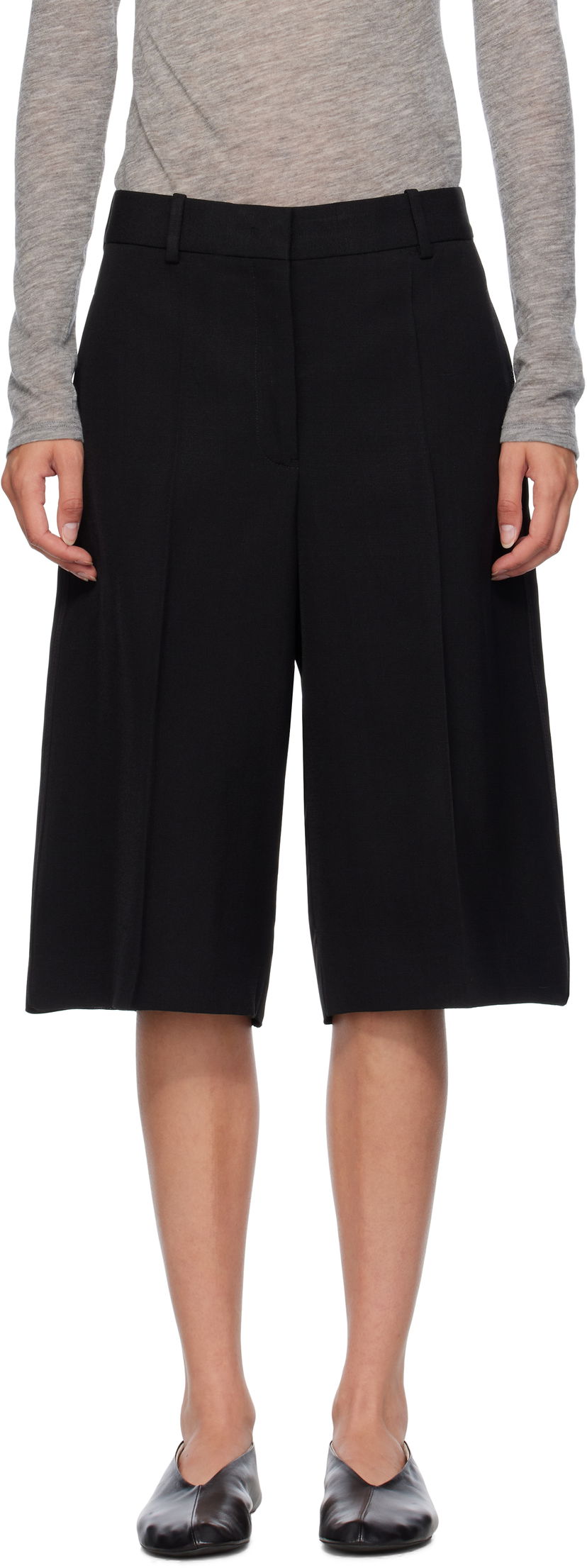 Kratke hlače Jil Sander Jil Sander Viscose Silk Blend Straight Shorts Črna | J01KA0189_J65005