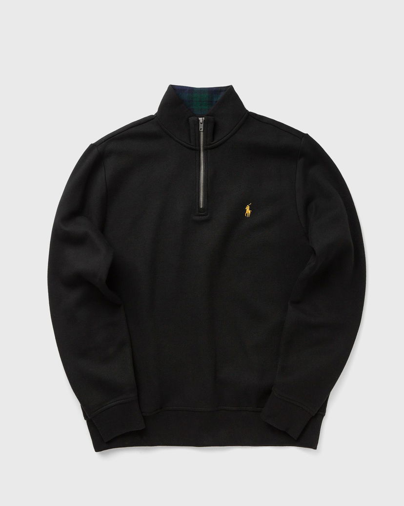 Pulover Polo by Ralph Lauren Quarter-Zip Stand-Up Collar Sweatshirt with Plaid Lining Črna | 710981468001