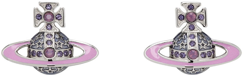 Uhani Vivienne Westwood Earrings Silver Roxanne Lila | 6201032Q-02P540-