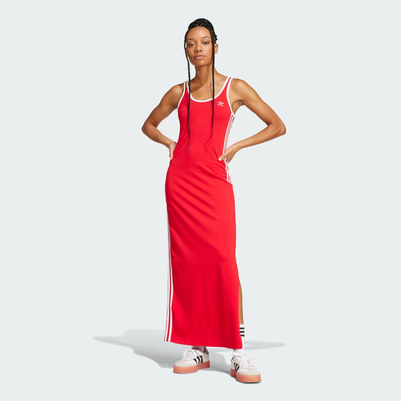 Obleke adidas Performance 3-Stripes Tank Maxi Dress Rdeča | JD4620