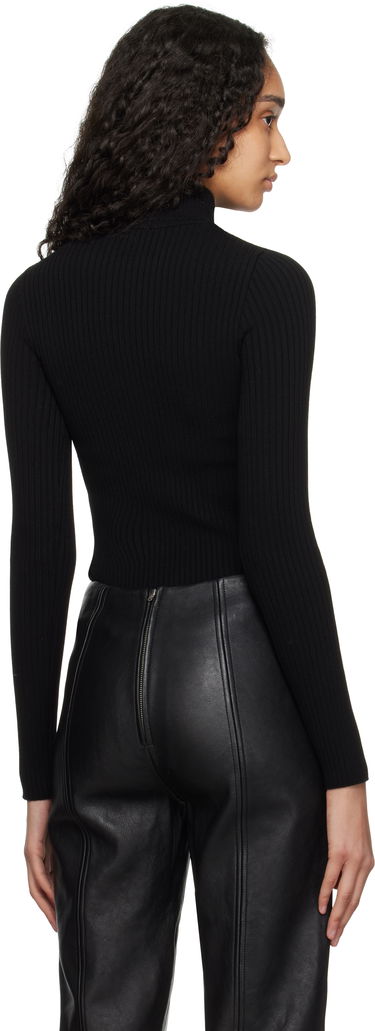 Pleteni pulover Courrèges Courrèges Reedition Rib Knit Mock Neck Sweater Črna | PERMPU022FI0001, 2