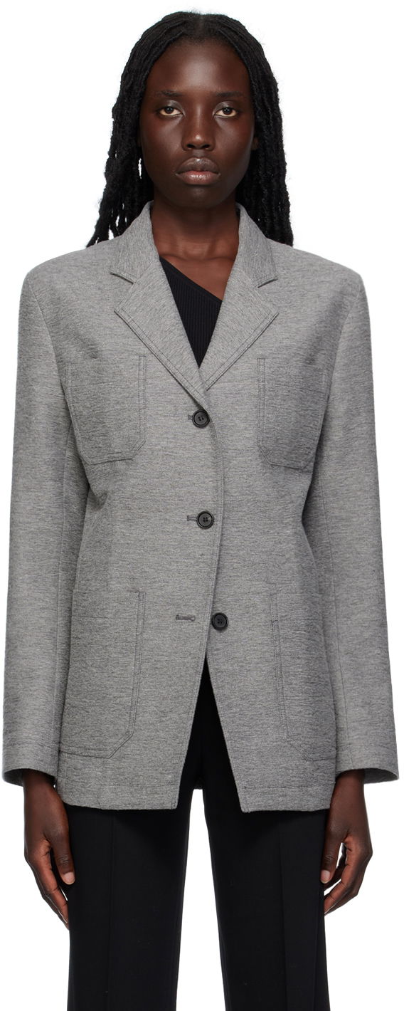Jakna TOTEME Notched Lapel Pocket Blazer Siva | 233-3011-278