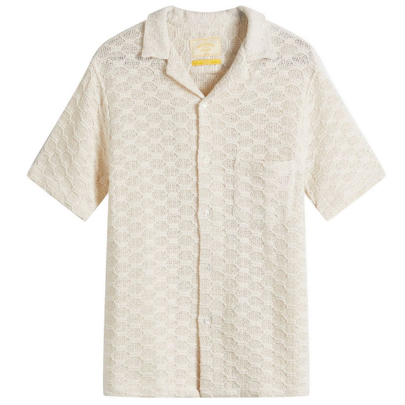 Srajce Portuguese Flannel Portuguese Flannel Vacation Net Cotton Knit Shirt Bež | SS25-062-NAT
