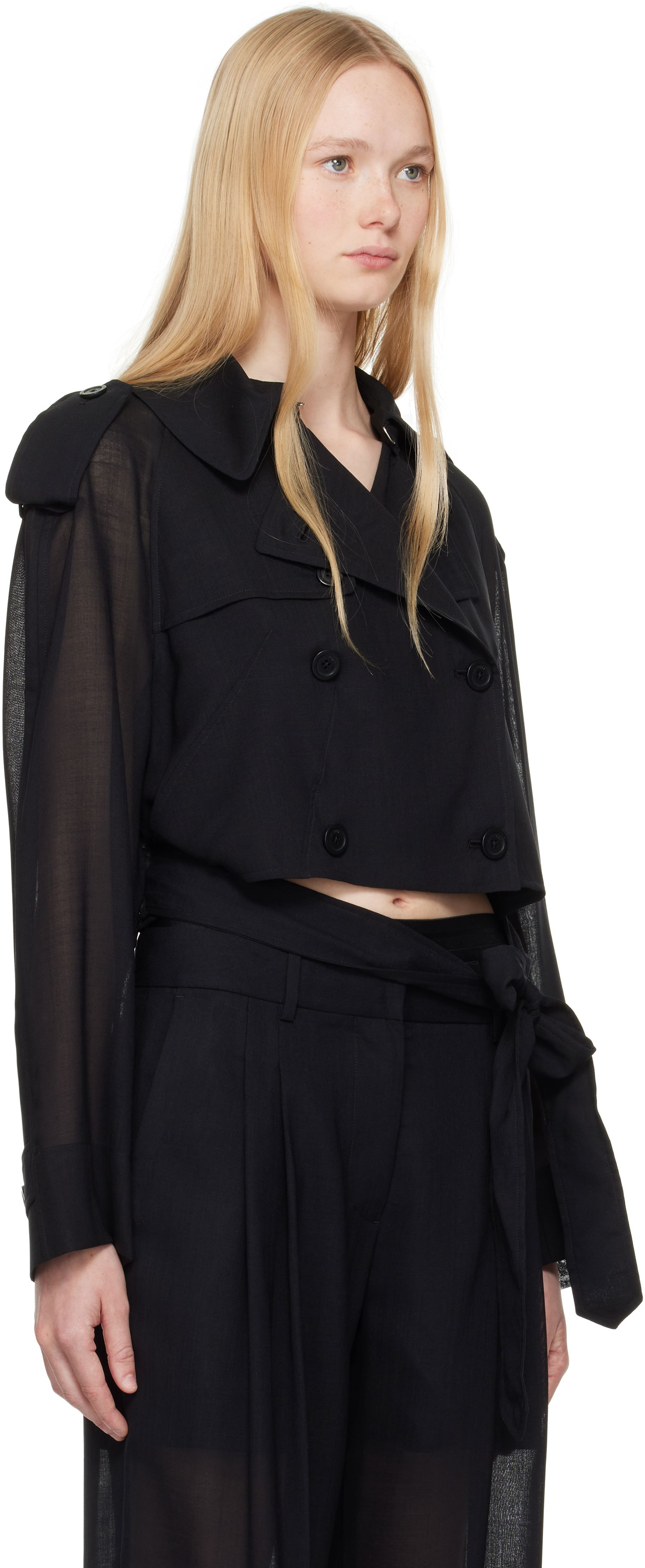 Trenčkot Helmut Lang Helmut Lang Cropped Trench Coat Črna | P01HW101, 1