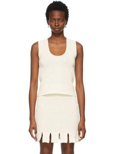 Majica brez rokavov Bottega Veneta Mesh Tank Top Bež | 656576 V0S90