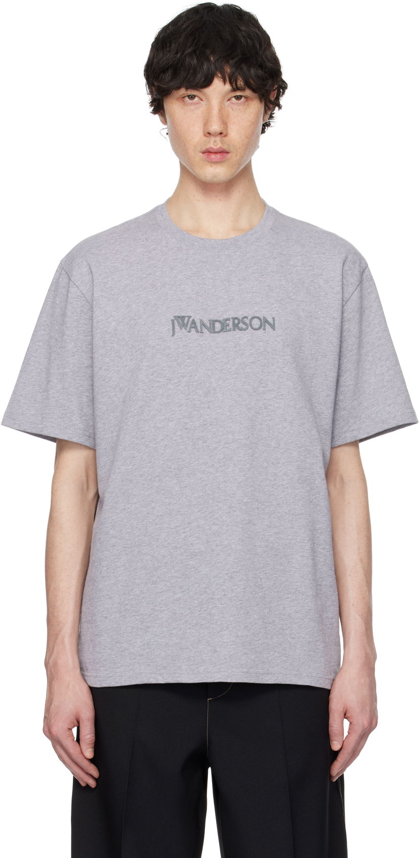 Majica JW Anderson JW Anderson Logo Embroidery T-Shirt Siva | JT0258-PG1510