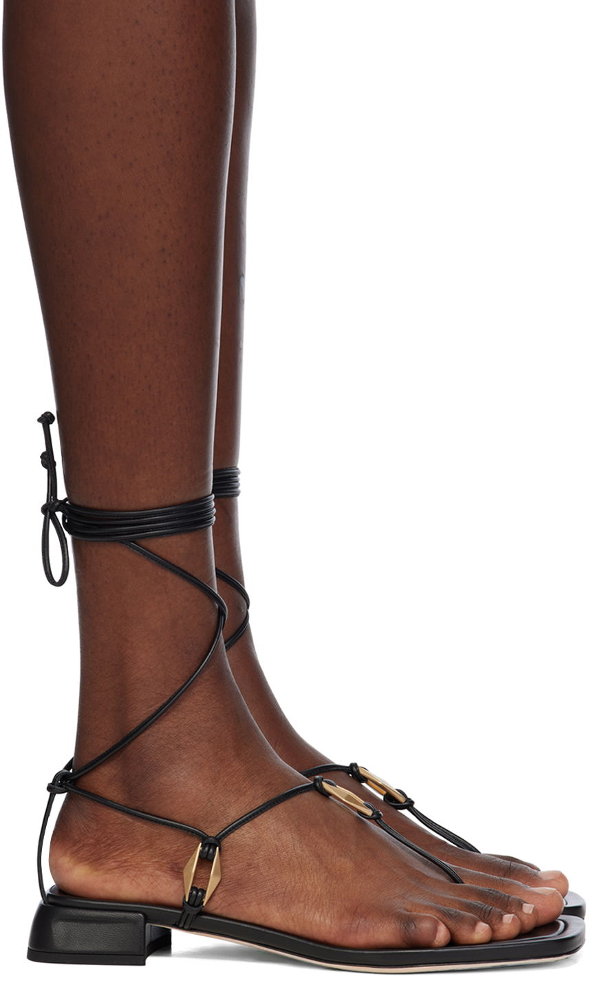 Oblačila Jimmy Choo Onyxia Flat Lace-Up Sandals Črna | ONYXIA FLAT CJA, 0