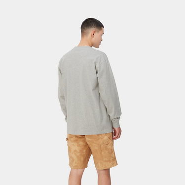 Majica Carhartt WIP L/S American Script T-Shirt "Grey Heather" Siva | I029955_V6_XX, 3