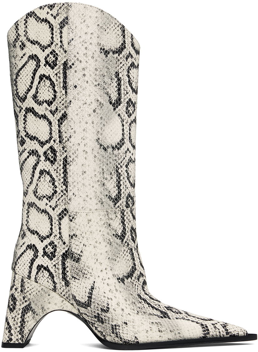 Superge in čevlji Coperni Snake Print Bridge Cowboy Boots Bela | COPSH16F6003
