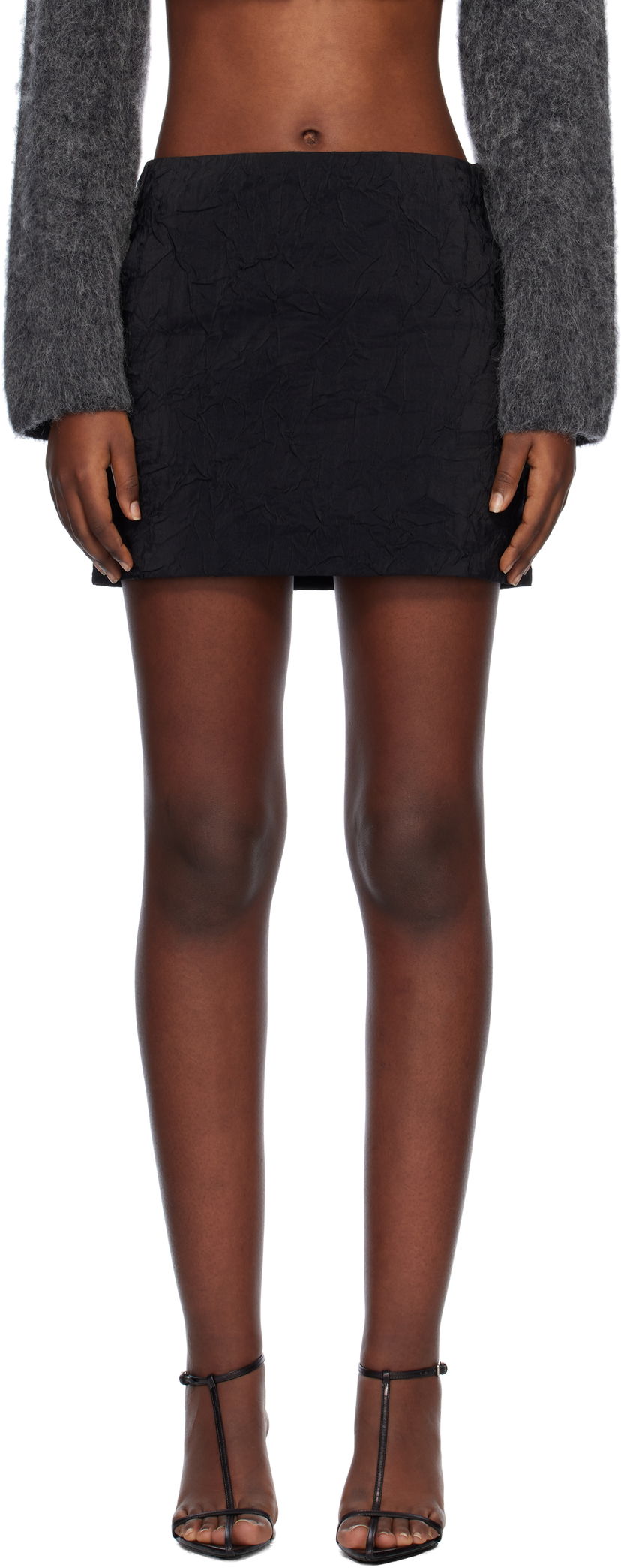 Krila Nanushka Textured Miniskirt Črna | NW24FWSK39100