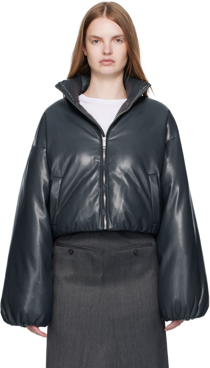 Puhovka Nanushka Nanushka Lilima Cropped Vegan Leather Puffer Jacket Črna | NW25PFJK01655